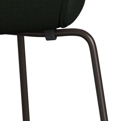 Fritz Hansen 3107 chaise complète complète, bronze brun / toile vert foncé