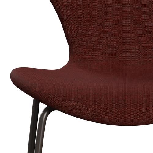 Fritz Hansen 3107 sedia piena tappezzeria, bronzo marrone/tela rosso scuro