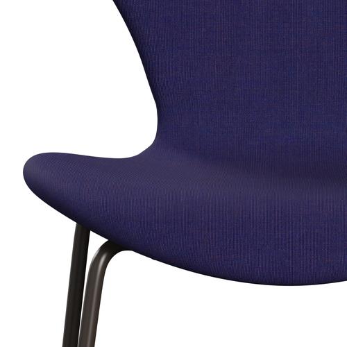 Fritz Hansen 3107 chaise complète complète, bronze marron / toile bleu éclectique