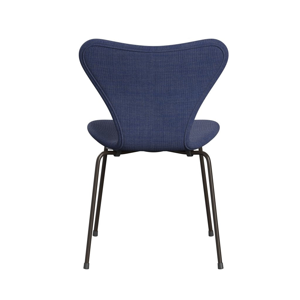 Fritz Hansen 3107 stoel Volledige bekleding, bruin brons/canvas gewassen blauw