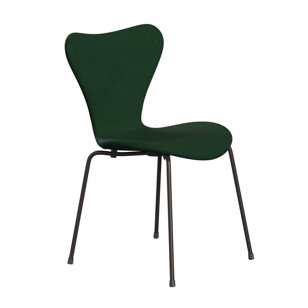 Fritz Hansen 3107 Silla tapicería completa, hierba de bronce marrón/lona verde