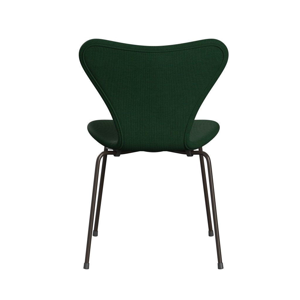 Fritz Hansen 3107 sedia piena rivestimento, bronzo marrone/erba di tela verde