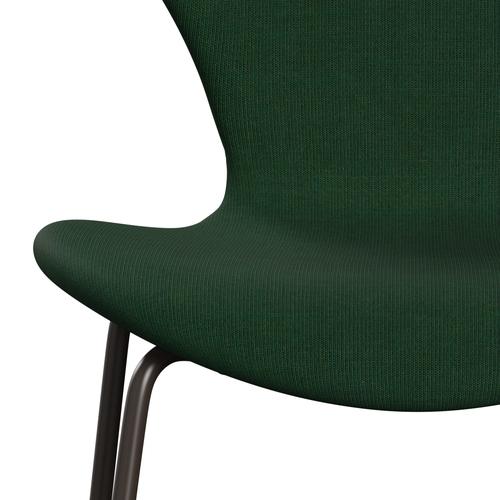 Fritz Hansen 3107 Silla tapicería completa, hierba de bronce marrón/lona verde