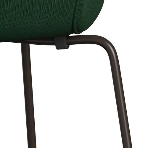 Fritz Hansen 3107 stol full klädsel, brun brons/duk gräsgrön