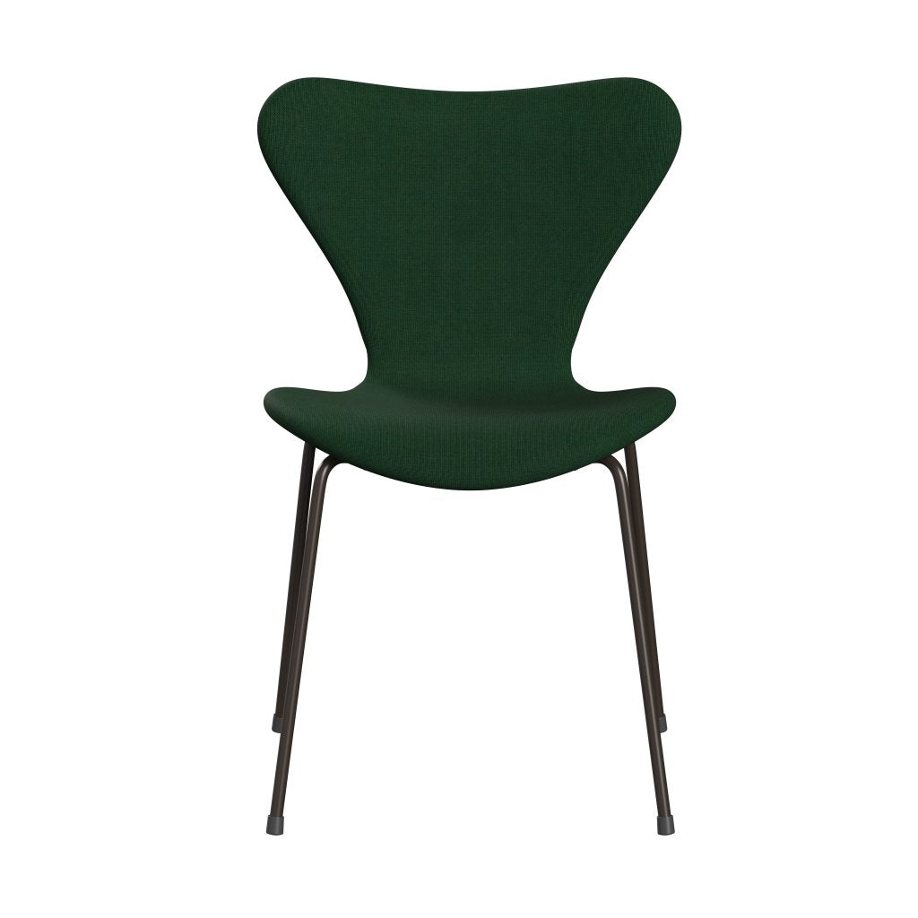 Fritz Hansen 3107 sedia piena rivestimento, bronzo marrone/erba di tela verde