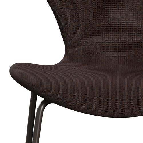 Fritz Hansen 3107 sedia piena rivestimento, bronzo marrone/oceano grigio di tela