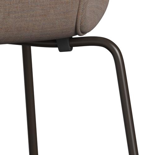 Fritz Hansen 3107 sedia piena tappezzeria, bronzo marrone/sabbia grigia di tela