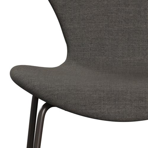 Fritz Hansen 3107 Stuhl Vollpolsterung, Braun Bronze/Leinwand Grau