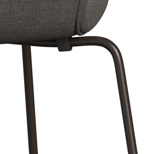 Fritz Hansen 3107 sedia piena tappezzeria, bronzo marrone/tela grigio