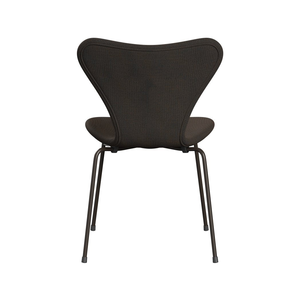 Fritz Hansen 3107 sedia piena tappezzeria, bronzo marrone/blu grigio tela