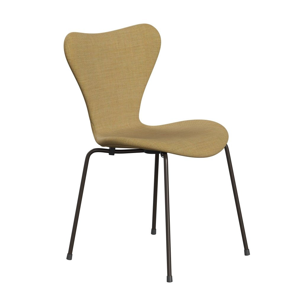 Fritz Hansen 3107 chaise complète complète, bronze marron / toile légère beige