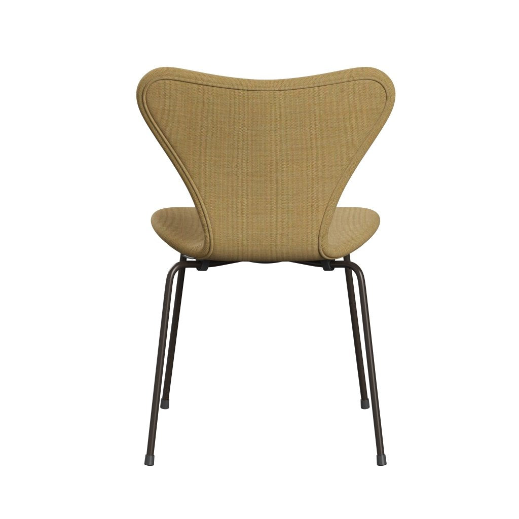 Fritz Hansen 3107 stol full møbeltrekk, brun bronse/lerret lys beige