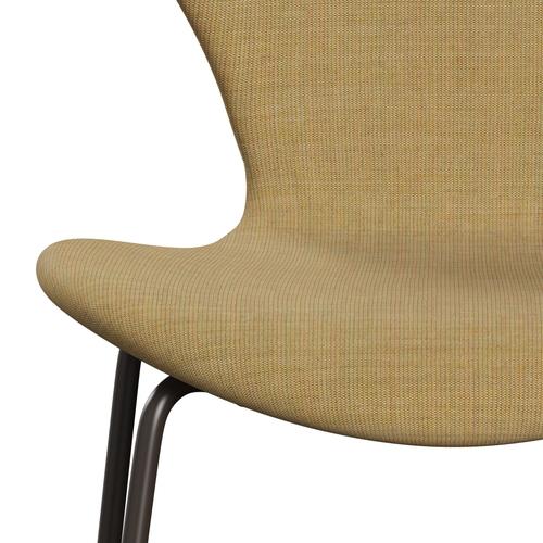 Fritz Hansen 3107 Silla tapicería completa, bronce marrón/lienzo beige ligero