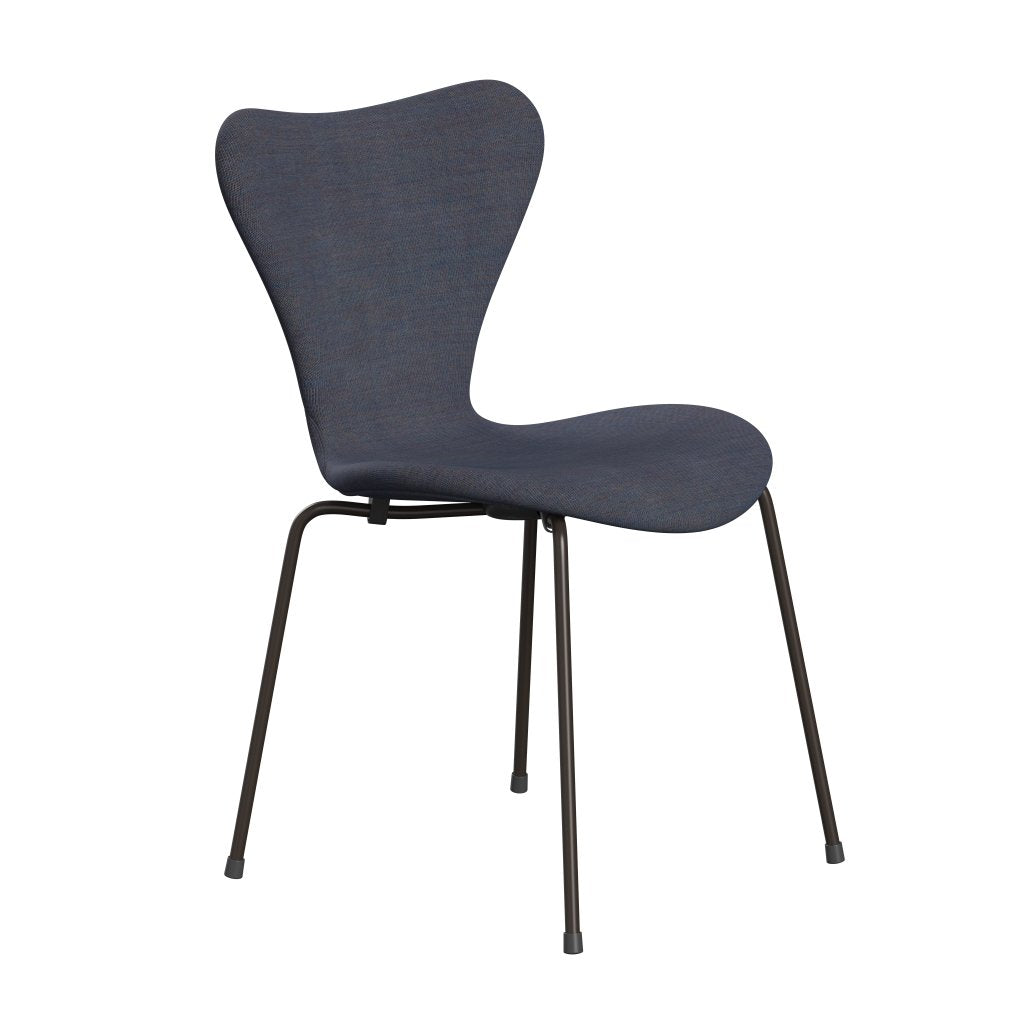 Fritz Hansen 3107 sedia piena tappezzeria, bronzo marrone/tela azzurra (CA0734)