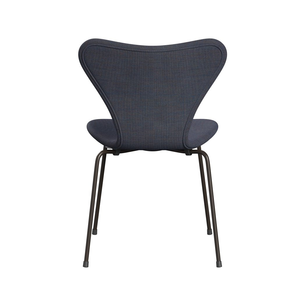 Fritz Hansen 3107 Stuhl Vollpolsterung, Braun Bronze/Leinwand Hellblau (Ca0734)