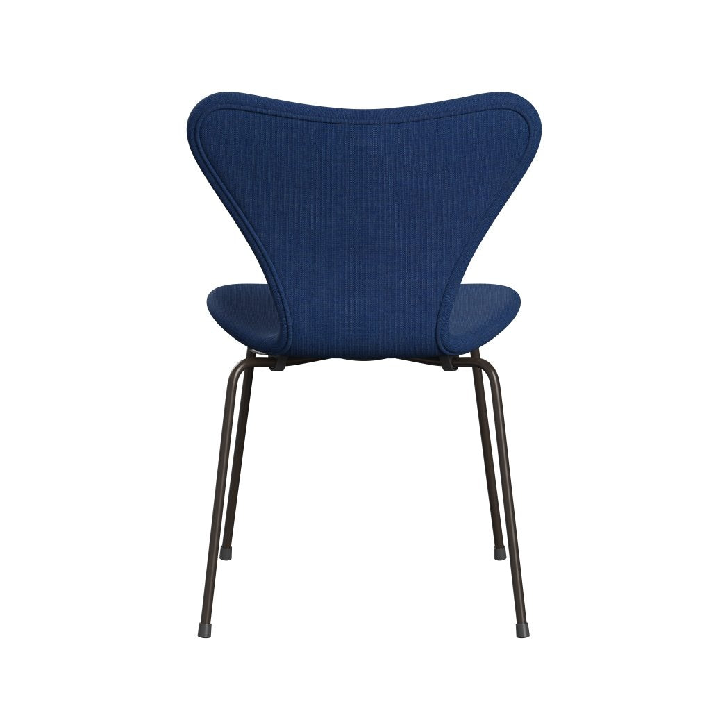 Fritz Hansen 3107 Silla tapicería completa, bronce marrón/lienzo azul claro (CA0746)