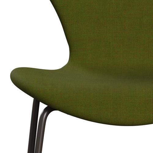 Fritz Hansen 3107 chaise complète complète, bronze brun / toile Gerbe Green