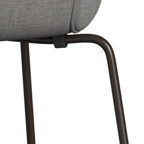 Fritz Hansen 3107 Stuhl Vollpolsterung, Braun Bronze/Leinwand Hellgrau