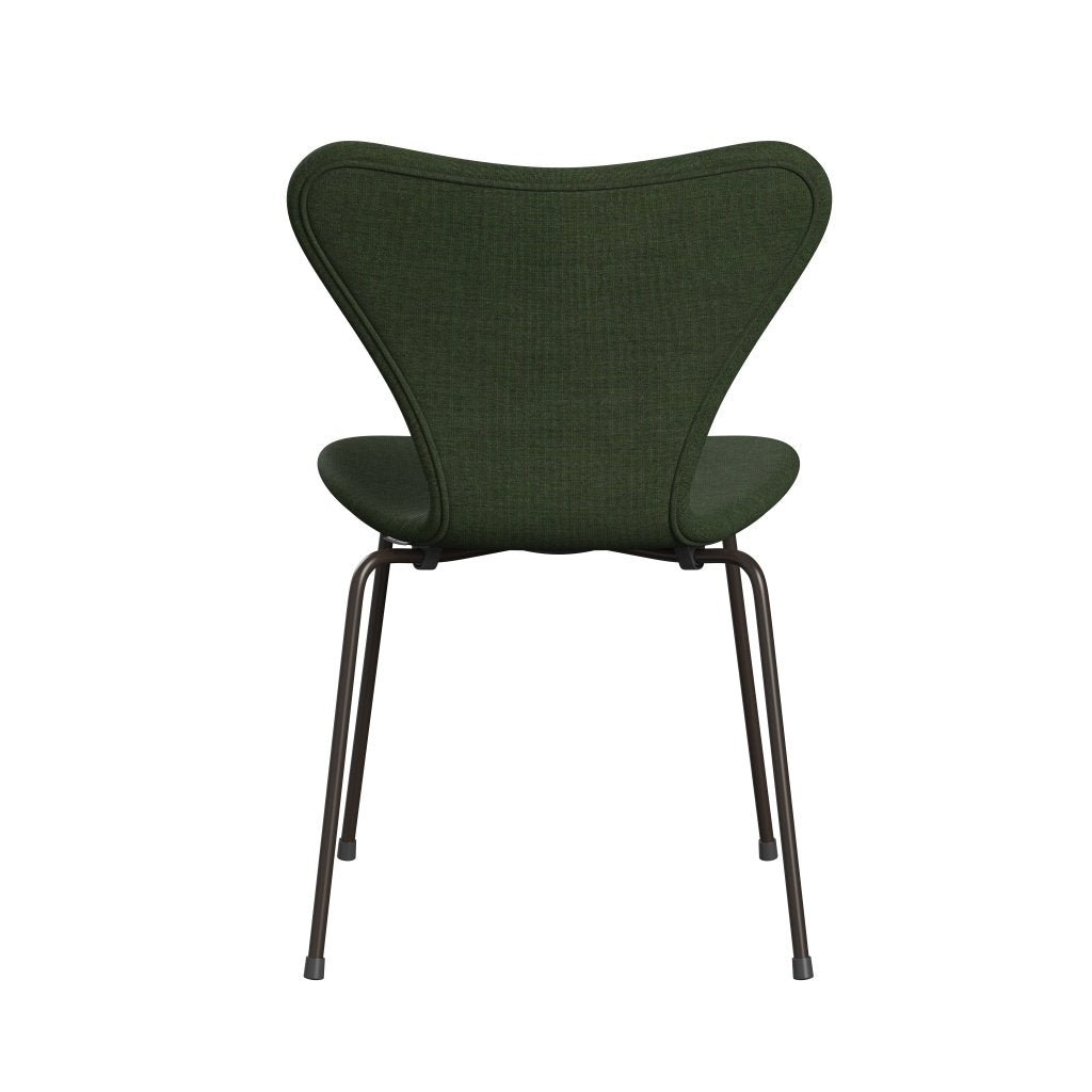 Fritz Hansen 3107 sedia piena tappezzeria, bronzo marrone/tela verde chiaro/blu