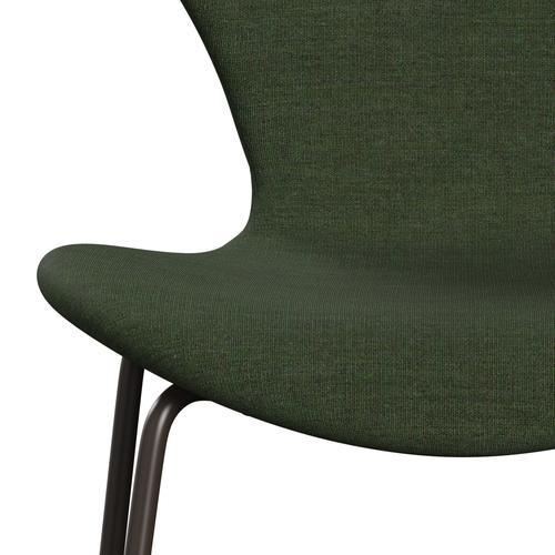 Fritz Hansen 3107 chaise complète complète, bronze brun / toile vert clair / bleu