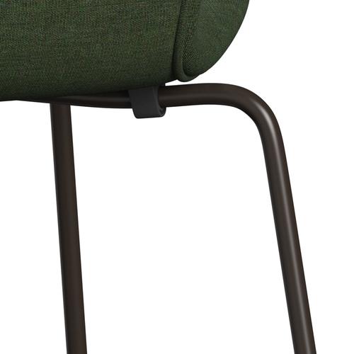 Fritz Hansen 3107 chaise complète complète, bronze brun / toile vert clair / bleu