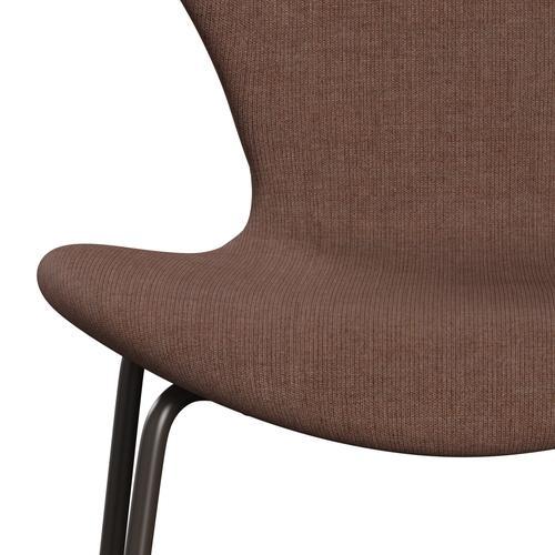 Fritz Hansen 3107 sedia piena tappezzeria, bronzo marrone/tela castagna marrone