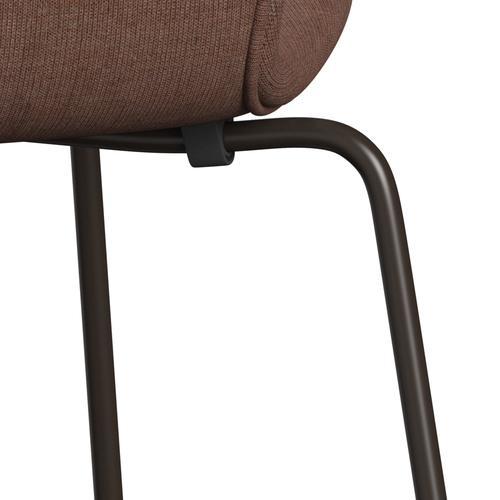 Fritz Hansen 3107 Stuhl Vollpolsterung, Braun Bronze/Leinwand Kastanienbraun