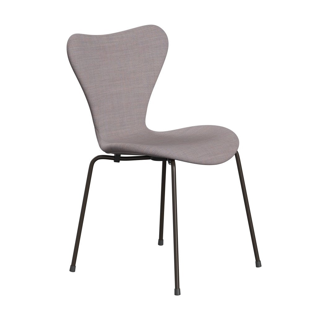 Fritz Hansen 3107 Silla tapicería completa, bronce marrón/lienzo azul claro azul