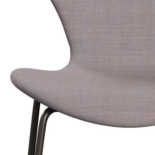 Fritz Hansen 3107 sedia piena tappezzeria, bronzo marrone/tela fresca blu chiaro