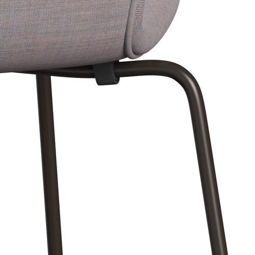 Fritz Hansen 3107 Silla tapicería completa, bronce marrón/lienzo azul claro azul