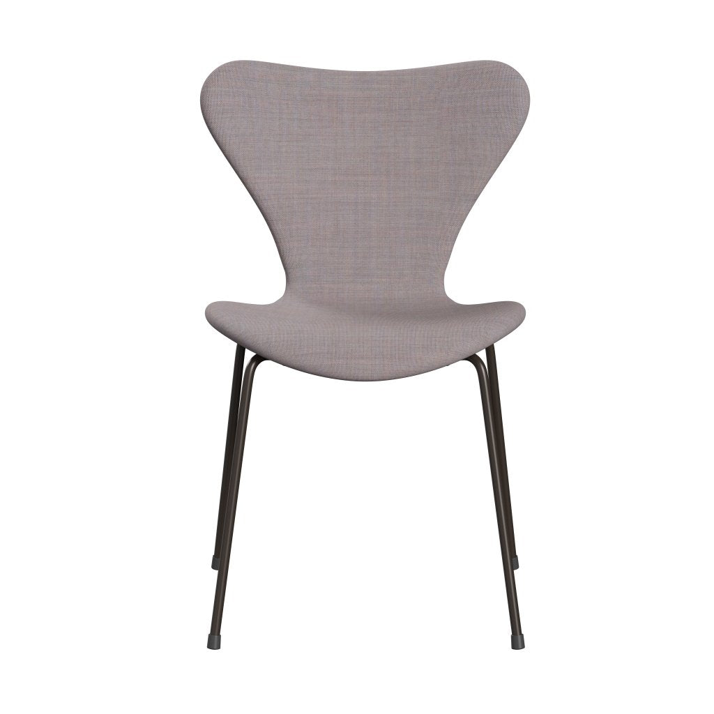 Fritz Hansen 3107 Silla tapicería completa, bronce marrón/lienzo azul claro azul