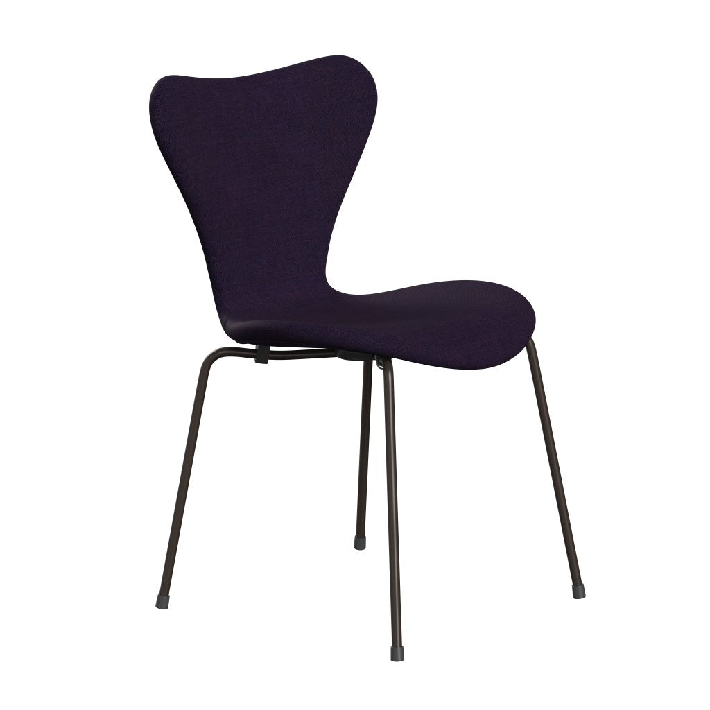 Fritz Hansen 3107 Stuhl Vollpolsterung, Braun Bronze/Leinwand Marineblau