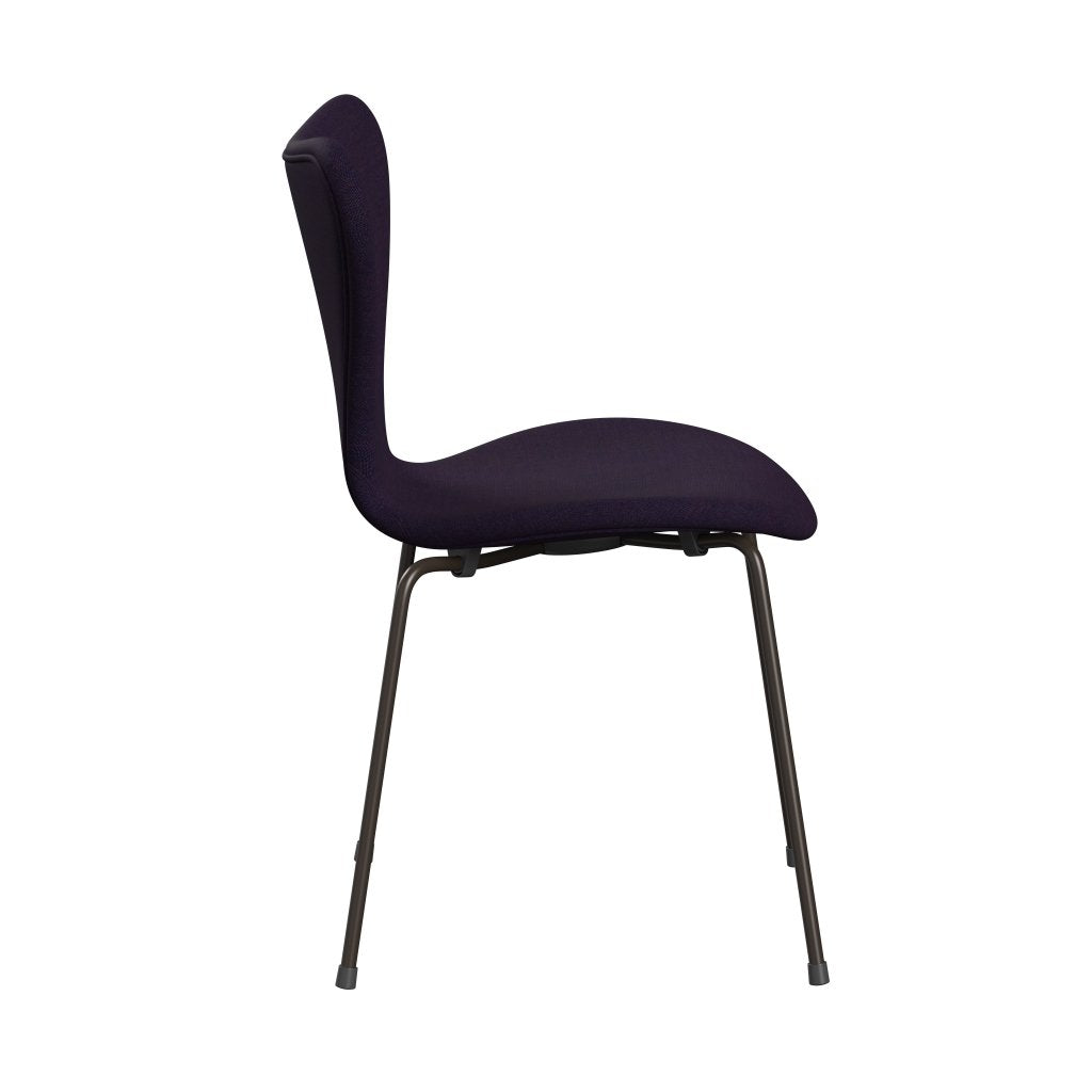 Fritz Hansen 3107 stol fuld polstring, brun bronze/lærred marineblå