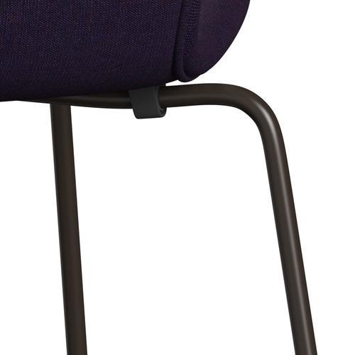 Fritz Hansen 3107 sedia piena tappezzeria, bronzo marrone/tela blu navy