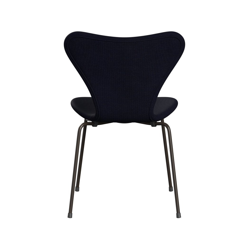 Fritz Hansen 3107 stol fuld polstring, brun bronze/lærred midnat blå