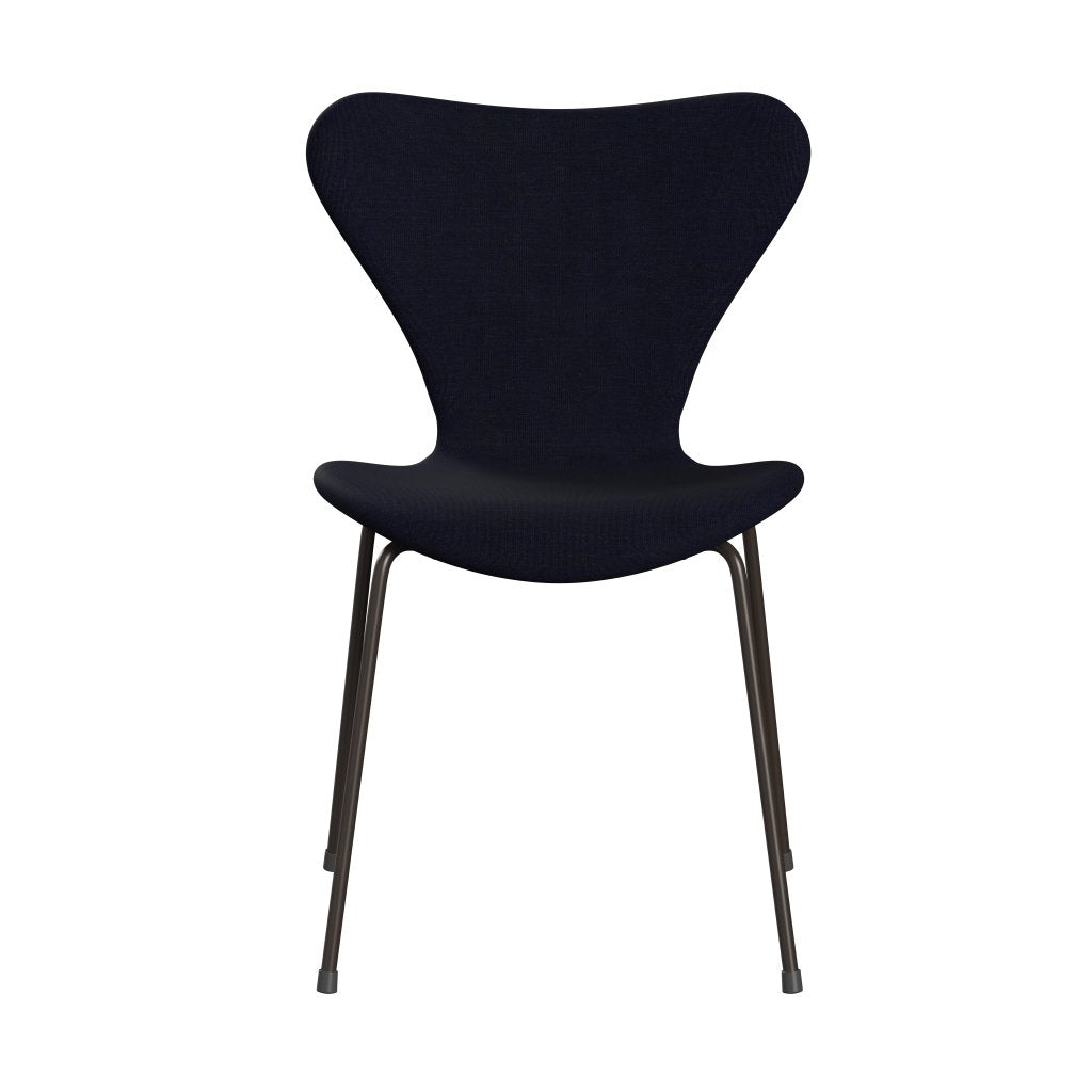 Fritz Hansen 3107 stoel Volledige bekleding, bruin brons/canvas middernacht blauw