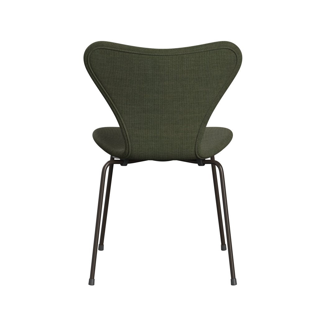 Fritz Hansen 3107 Chair Full Upholstery, Brown Bronze/Canvas Moss Green