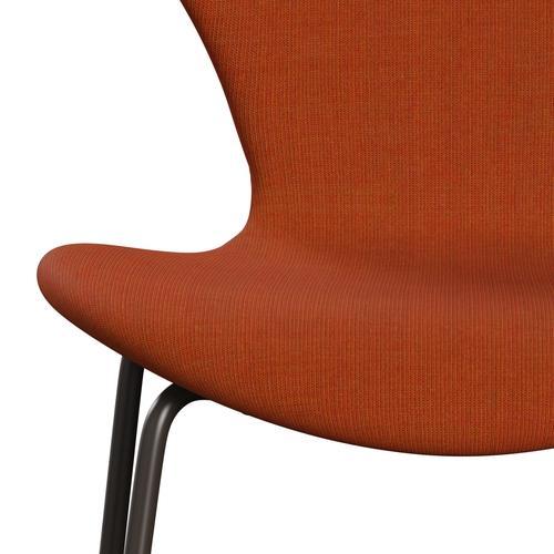 Fritz Hansen 3107 Chair Full Upholstery, Brown Bronze/Canvas Orange