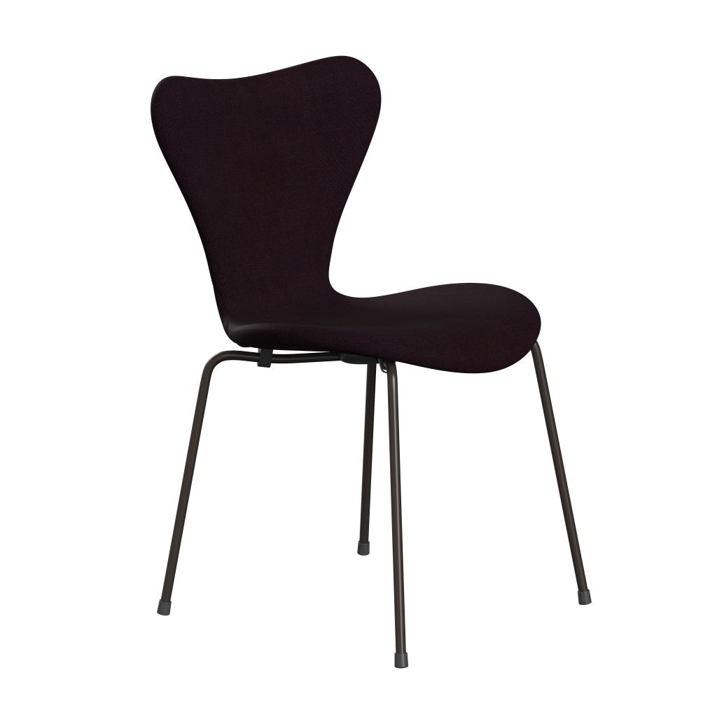 Fritz Hansen 3107 stoel Volledige bekleding, bruin brons/canvas oceaan violet