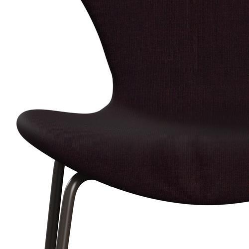 Fritz Hansen 3107 sedia piena tappezzeria, bronzo marrone/tela oceano viola