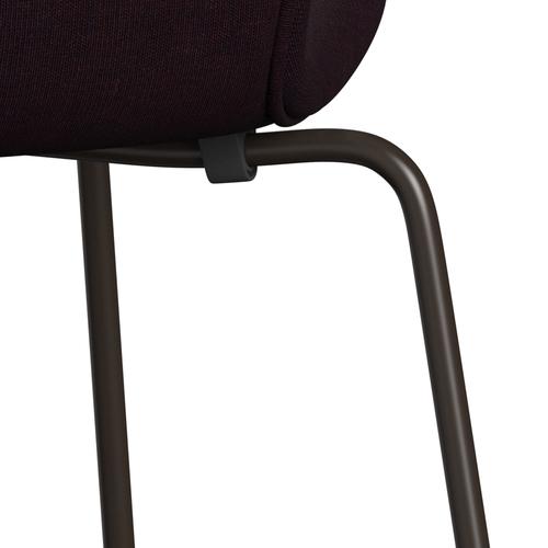 Fritz Hansen 3107 sedia piena tappezzeria, bronzo marrone/tela oceano viola