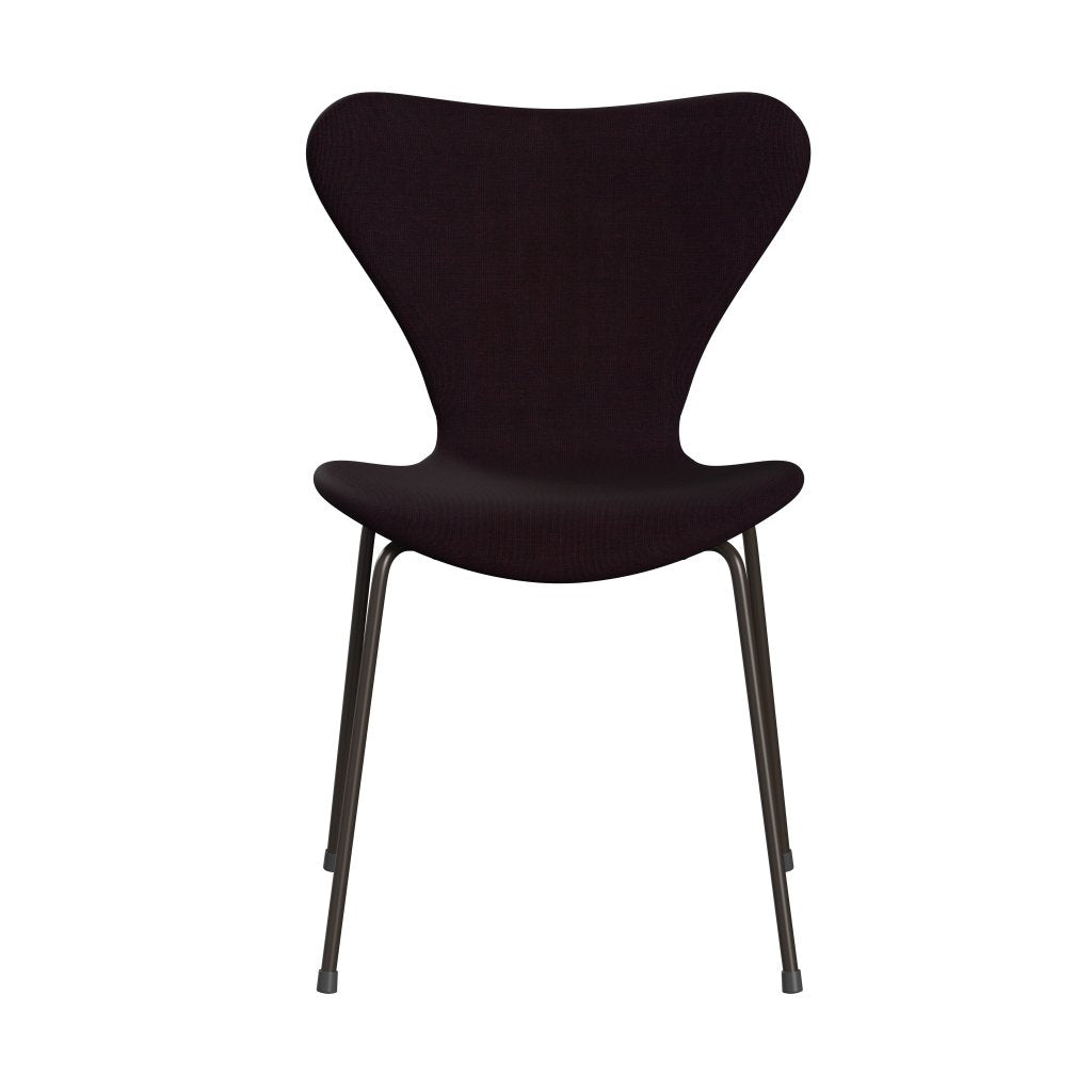 Fritz Hansen 3107 sedia piena tappezzeria, bronzo marrone/tela oceano viola