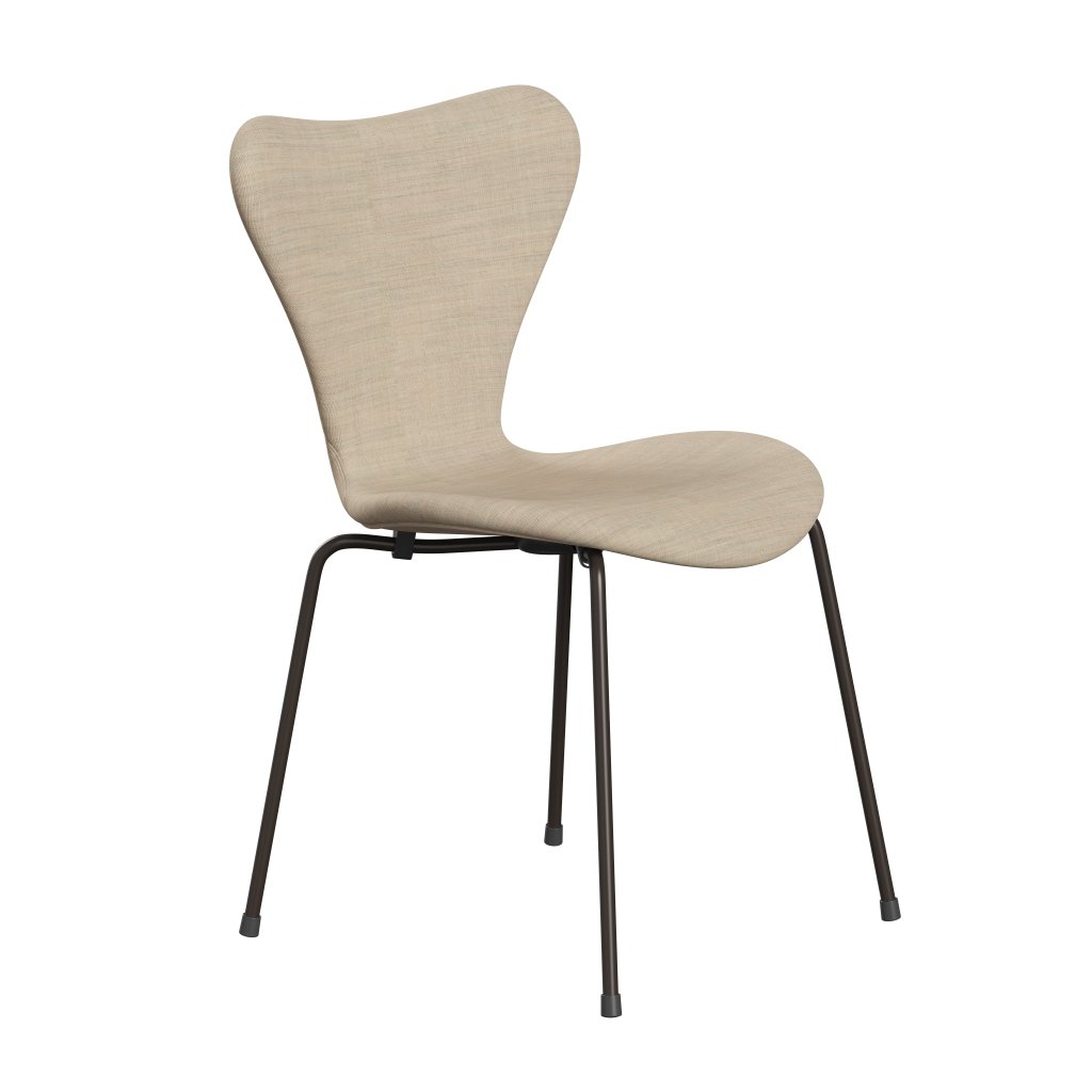 Fritz Hansen 3107 Stoel Volledige Bekleding, Bruin Brons/Canvas Zand Licht