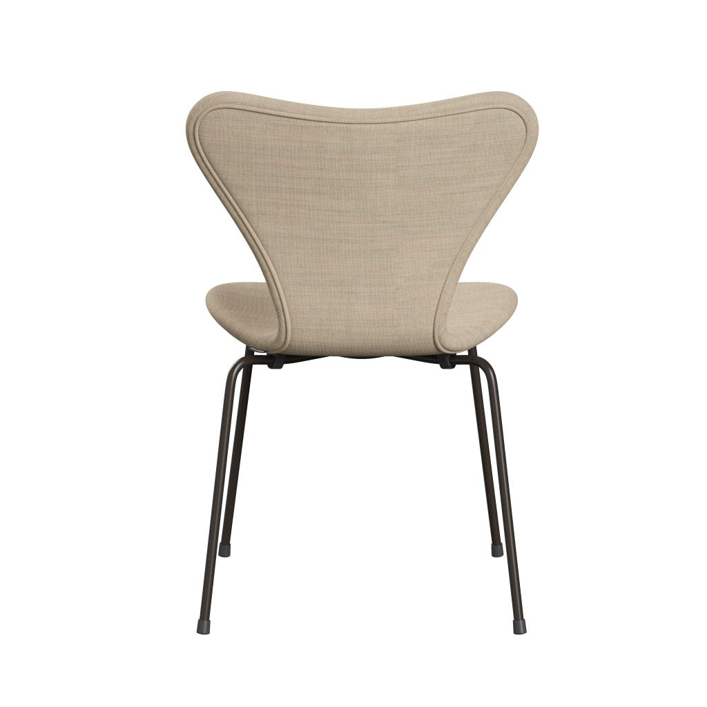 Fritz Hansen 3107 sedia piena rivestimento, Bronzo marrone/Luce di sabbia di tela