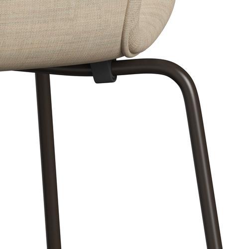 Fritz Hansen 3107 Stuhl Vollpolsterung, Braun Bronze/Leinwand Sand Light