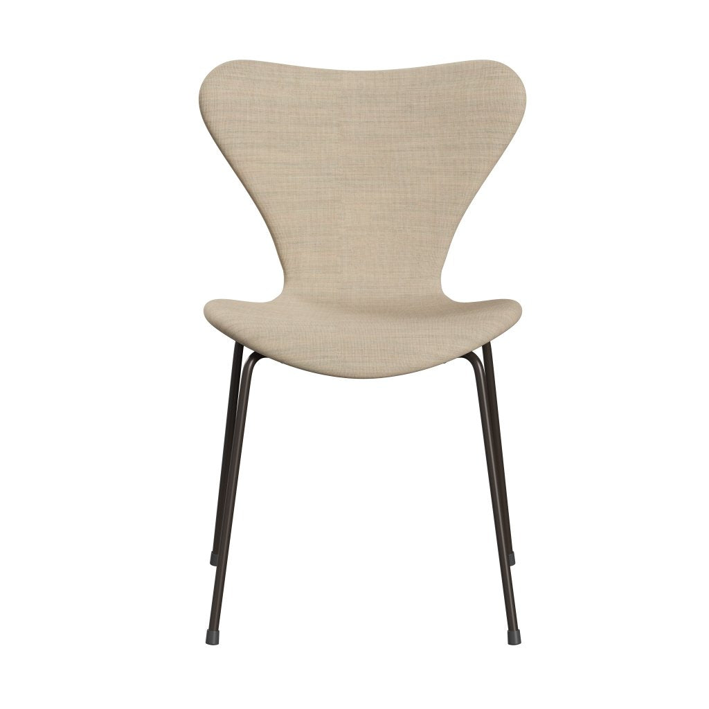 Fritz Hansen 3107 sedia piena rivestimento, Bronzo marrone/Luce di sabbia di tela