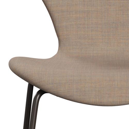 Fritz Hansen 3107 sedia piena rivestimento, bronzo marrone/sabbia di tela