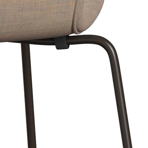 Fritz Hansen 3107 stoel Volledige bekleding, bruin brons/canvas zand