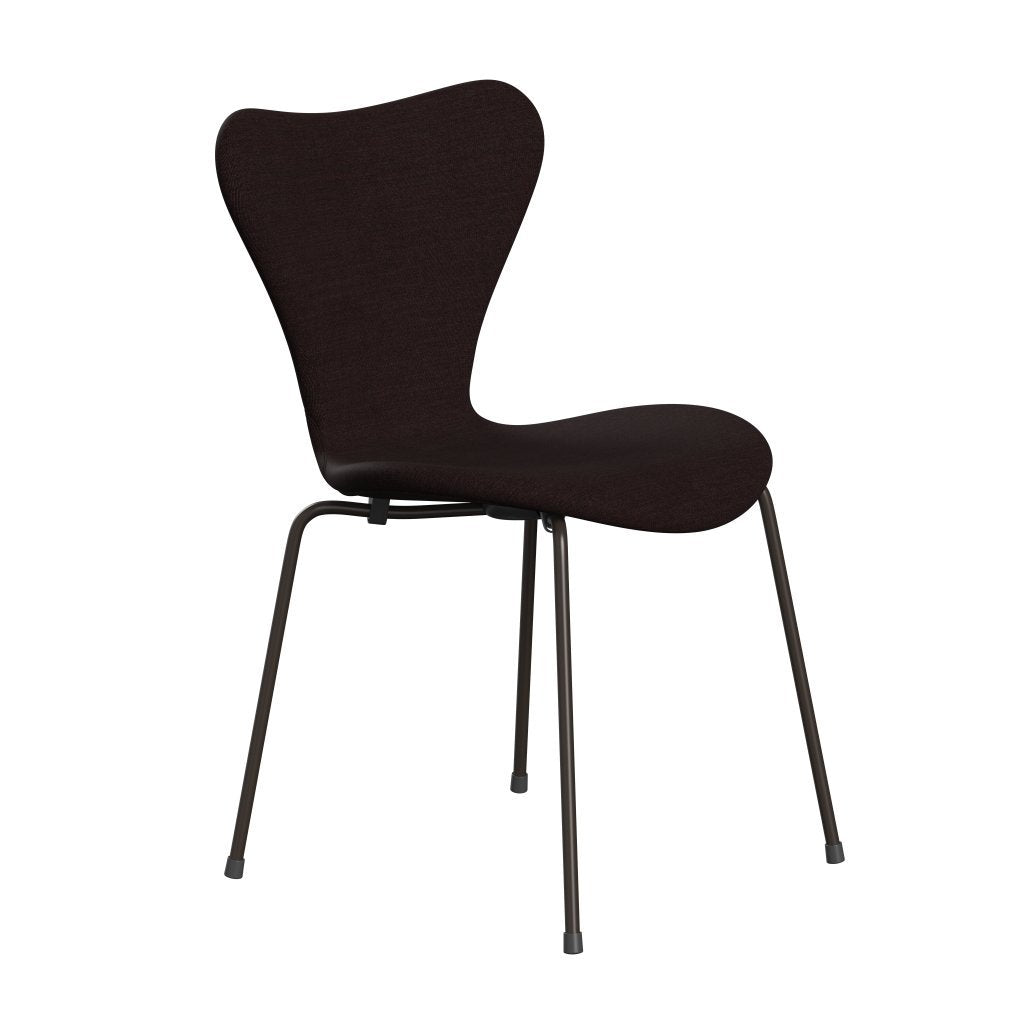 Fritz Hansen 3107 chaise complète complète, bronze brun / toile noire lumière