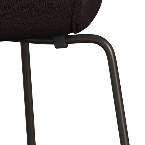 Fritz Hansen 3107 Stuhl Vollpolsterung, Braun-Bronze/Leinwand Schwarzlicht